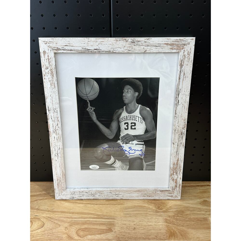 1969 Massachusetts Julius "Dr J" Erving Autographed Framed 8x10 JSA COA